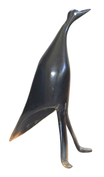Vintage Hand Carved Horn Bird Stork Sculpture Figurine Modernist Design