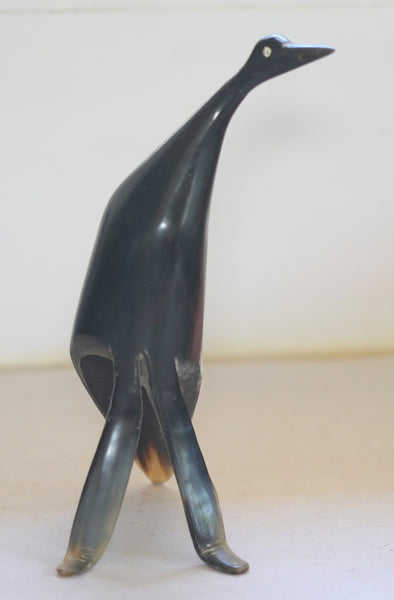 Vintage Hand Carved Horn Bird Stork Sculpture Figurine Modernist Design