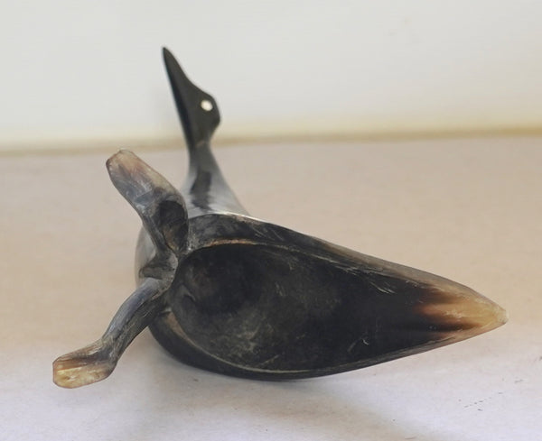 Vintage Hand Carved Horn Bird Stork Sculpture Figurine Modernist Design