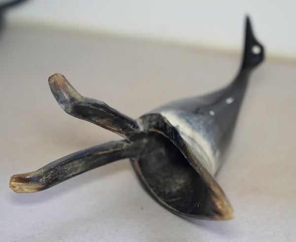 Vintage Hand Carved Horn Bird Stork Sculpture Figurine Modernist Design