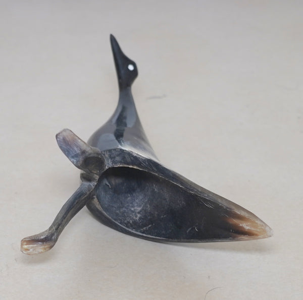 Vintage Hand Carved Horn Bird Stork Sculpture Figurine Modernist Design