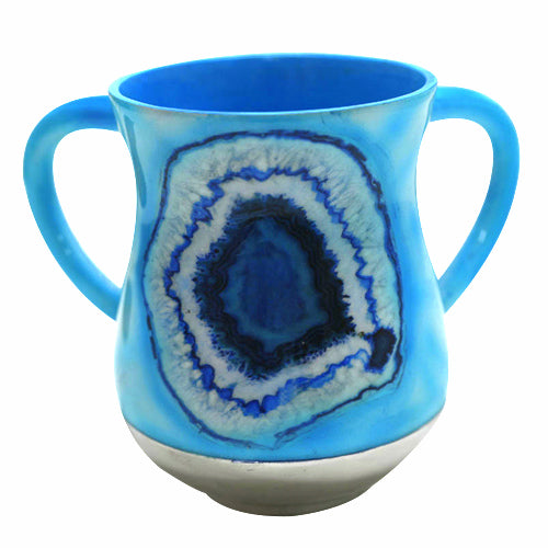 Judaica Hand Wash Cup Netilat Yadayim Last Water Aluminum Natla Tie Dye Israel