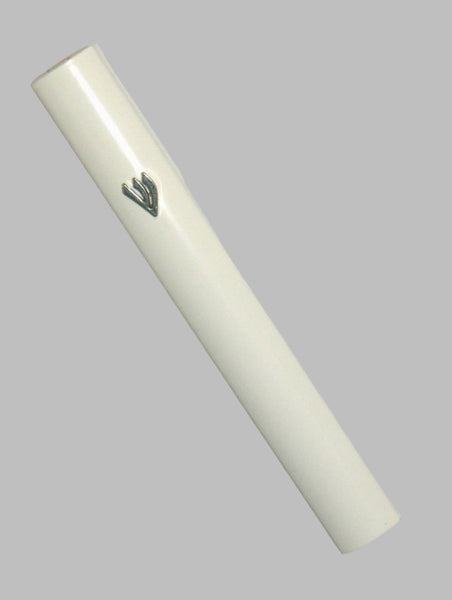 Judaica Mezuzah Case Closed Back Semi Round White Aluminum 10 cm Israel