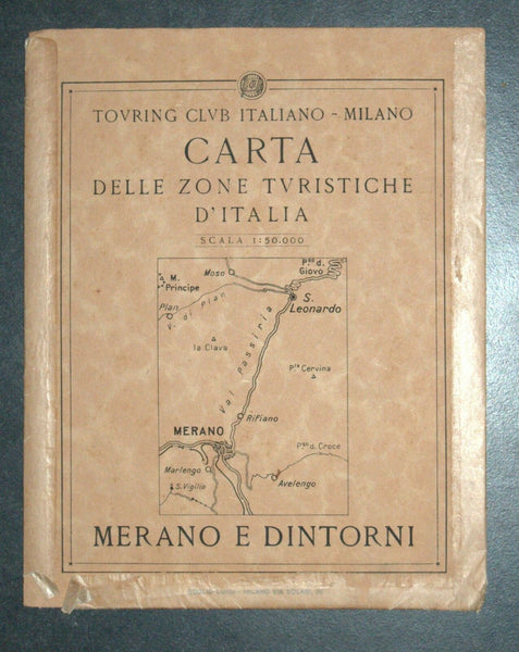 Antique 1930s North Italy Map TCI Carta Merano & Surroundings South Tirol Alpine