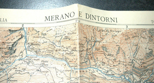 Antique 1930s North Italy Map TCI Carta Merano & Surroundings South Tirol Alpine