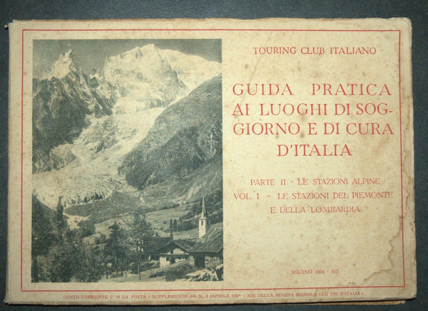 Antique Book 1934 Italy Spa Guide Part II Alpine Resorts Piemonte Photo Maps