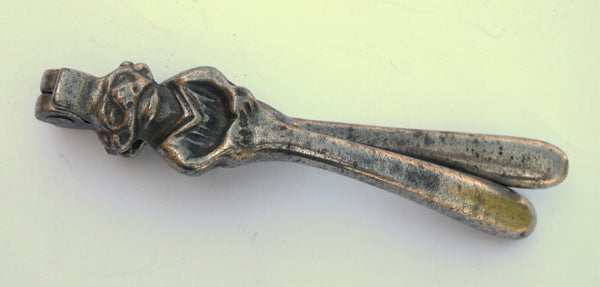 Vintage Nickel/Silver Plated Lincoln Imp Devil Head Crab Nut Cracker Nutcracker