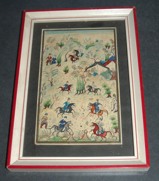 Antique Persian Handmade Miniature Painting Islamic Artwork Battle War Scene