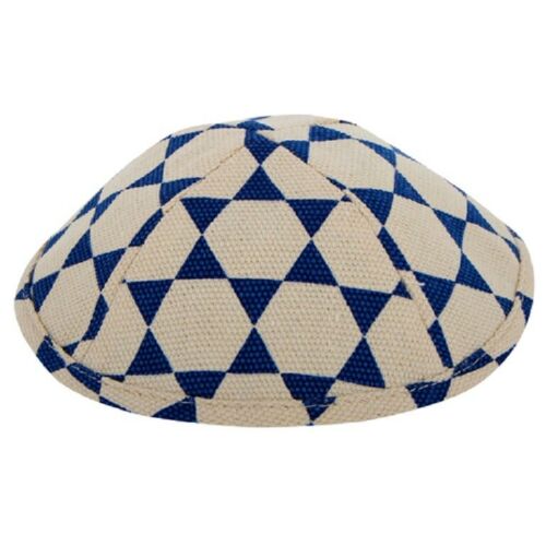 Cloth Kippah Blue White Magen David w Pin Spot Judaica 19 cm Israel
