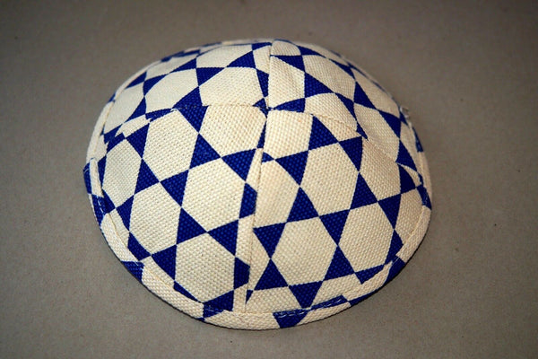 Cloth Kippah Blue White Magen David w Pin Spot Judaica 19 cm Israel