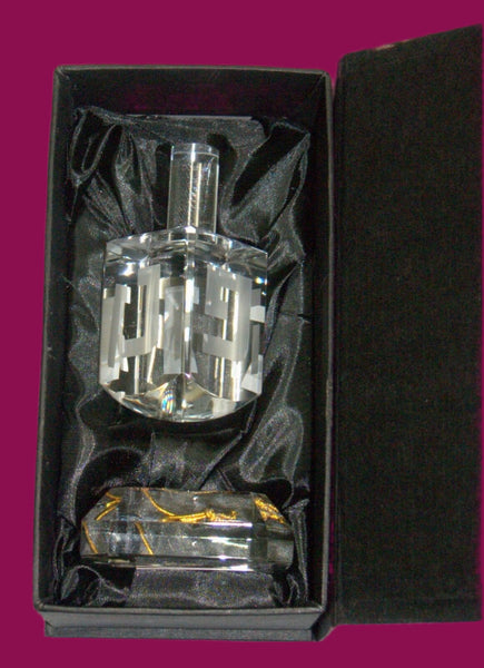 Crystal Dreidel Sevivon Hanukkah Judaica N G H Po w Stand