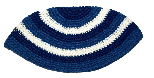 Frik Kippah Yarmulke Yamaka Colorful Blue Stripes Judaism Israel 24 cm Judaica