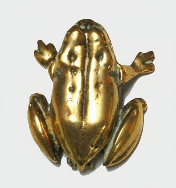 Frog Shape Trinket Pin Box Vintage Toad Figurine Hinged Lid Brass Miniature