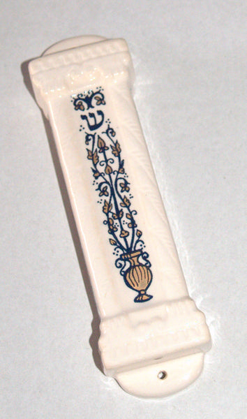 Handmade Glazed Ceramic Mezuzah Case 10 cm Gold Oil Jug Horwitz Judaica Israel