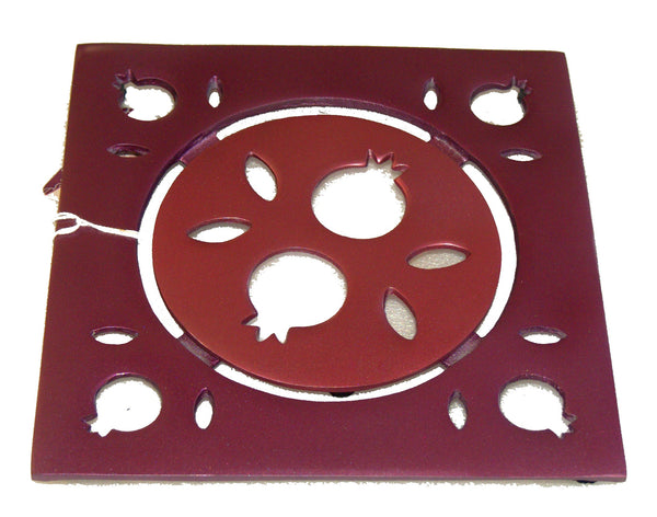 Hot Pot Stand Trivet Aluminum Burgundy Pomegranate Cut-out Decoration