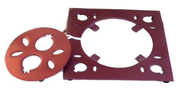 Hot Pot Stand Trivet Aluminum Burgundy Pomegranate Cut-out Decoration