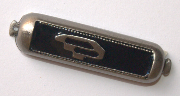 Judaica Car Mezuzah Case Travel Protection Charm Blue Enamel Pewter Shin 4 cm