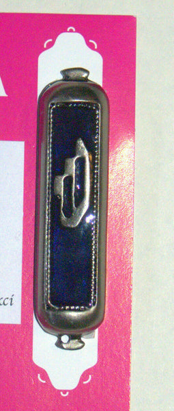 Judaica Car Mezuzah Case Travel Protection Charm Blue Enamel Pewter Shin 4 cm