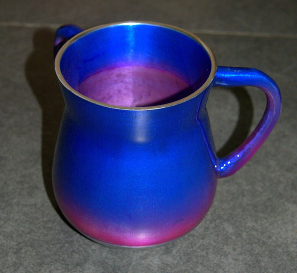 Judaica Hand Wash Cup Netilat Yadayim Last Water Aluminum Natla Blue Pink Israel