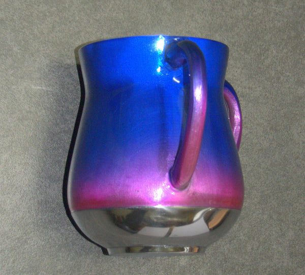 Judaica Hand Wash Cup Netilat Yadayim Last Water Aluminum Natla Blue Pink Israel