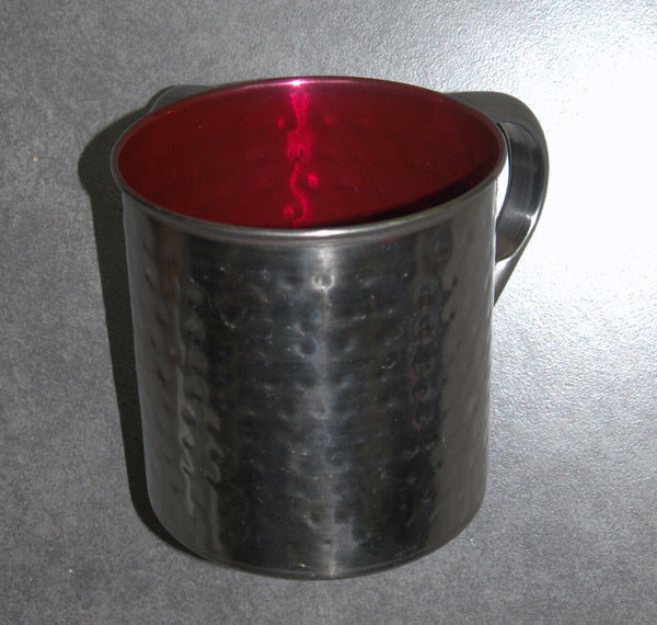 Judaica Hand Wash Cup Netilat Yadayim Last Water Stainless Steel Red Hammered