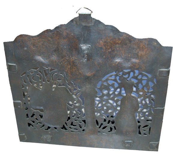 Judaica Hanukkah Copper Damascus Silver Copper Oil Menorah Ma'amad Har Sinai