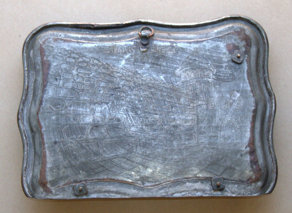 Judaica Hanukkah Copper Israel Pre 1948 Oil Menorah Kotel Wailing Wall Hanukkiah