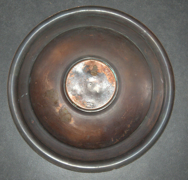 Judaica Israel Vintage Copper Tray Zel Zion Signed 1960's Wall Hang Verdigris