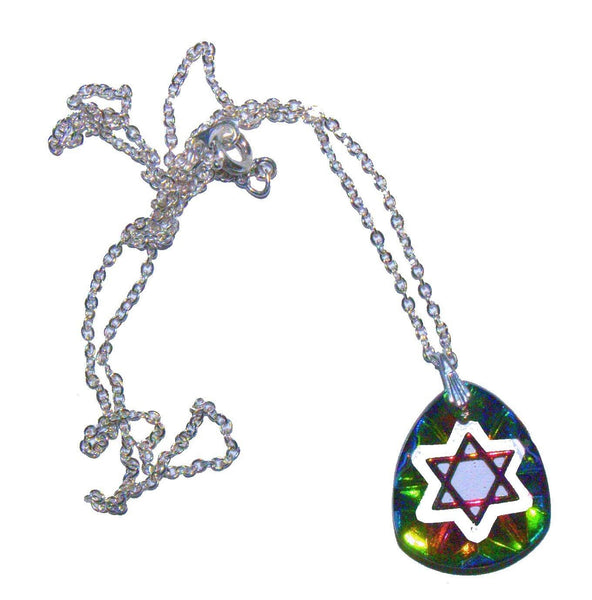 Judaica Magen David Star Crystal Pendant Multicolored Sparkle Venice Italy
