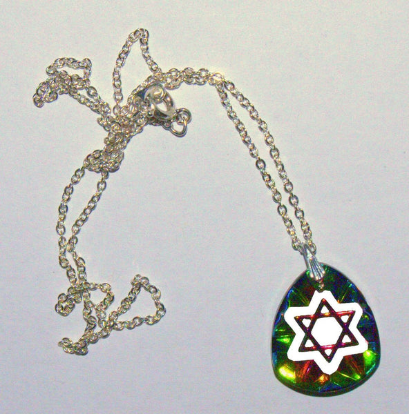 Judaica Magen David Star Crystal Pendant Multicolored Sparkle Venice Italy
