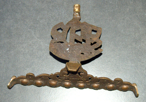 Judaica Menorah Hanukkah Vintage Israel Brass Enamel Hen Holon Signed Shalom