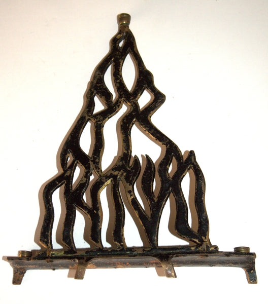 Judaica Menorah Hanukkah Vintage Israel Flame Nes Gadol Copper Signed Hakuli KL
