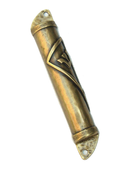 Judaica Metal Brass Hammered Mezuzah Case 6 cm Open Back