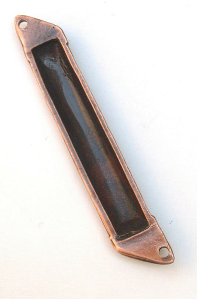 Judaica Metal Hammered Mezuzah Case Copper Tone 6 cm Open Back