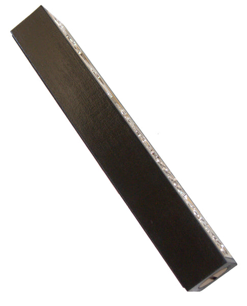 Judaica Mezuzah Case Black Wood Metal Clear Hoshen Stones 15 cm Closed Back