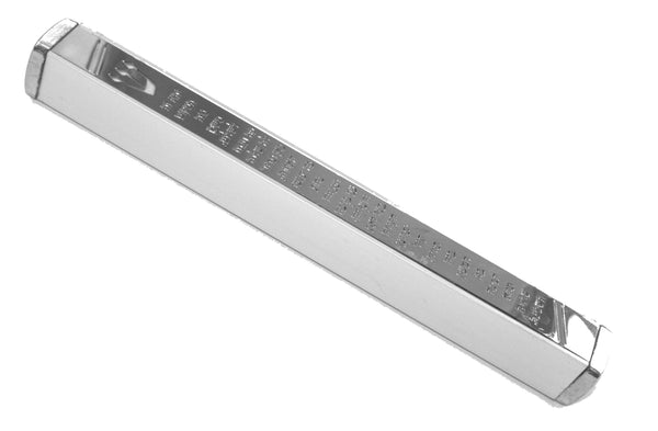 Judaica Mezuzah Case Bright Silver Aluminum Home Blessing Hebrew 12 cm