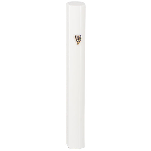 Judaica Mezuzah Case Closed Back Semi Round White Aluminum 10 cm Israel
