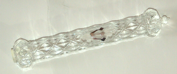 Judaica Mezuzah Case Crown design Clear Transparent Plastic Closed Back 12 cm