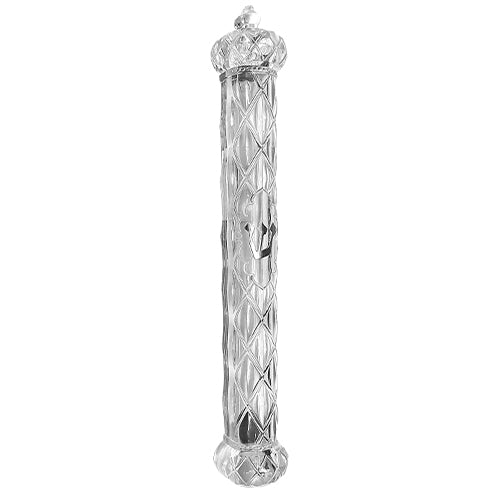 Judaica Mezuzah Case Crown design Clear Transparent Plastic Closed Back 12 cm