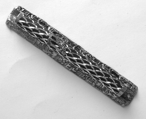 Judaica Mezuzah Case Engraved Jerusalem View Silver Tone Decorated 12 cm