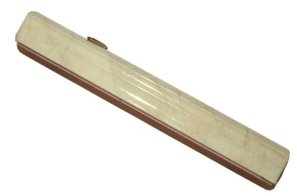 Judaica Mezuzah Case Marble Like Off White Aluminum Closed Back 10 cm