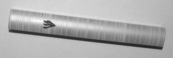 Judaica Mezuzah Case Metallic Silver White Stripes Aluminum 10 cm Closed Back