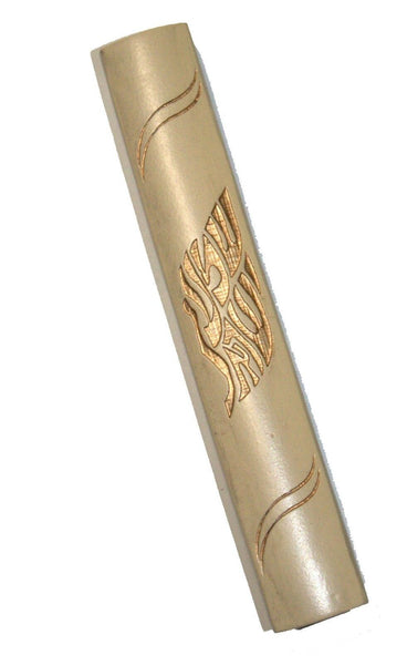 Judaica Mezuzah Case Polyresin Natural Mock Stone Shema Israel Closed Back 12 cm