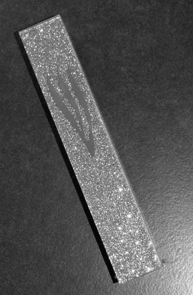 Judaica Mezuzah Case Sparkling Silver Glass Mirror Closed Back SHIN 10 cm
