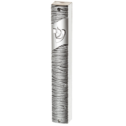 Judaica Mezuzah Case Sparkling Silver Plastic Closed Back 12 cm