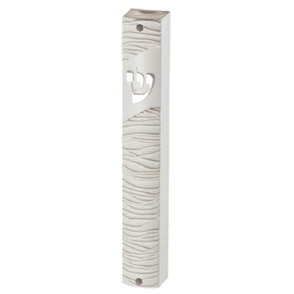 Judaica Mezuzah Case White Plastic Closed Back 12 cm
