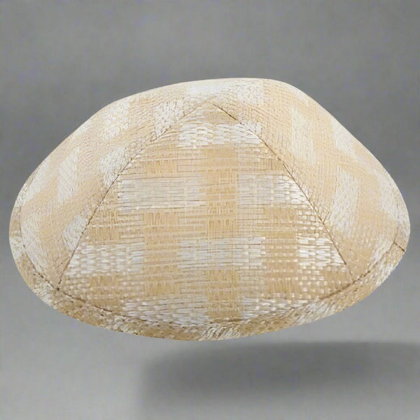 Judaica Off White Cream Kippah Yarmulke Pin Spot 19 cm Israel Jewish Tradition