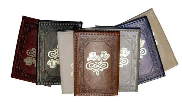 Judaica Small Pocket Mirror for Tefillin Pouch Faux Leather w Prayer Blessing