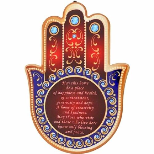 Kabbalah Home Blessing Judaica Hamsa Ceramic English Evil Eye Oriental Stand