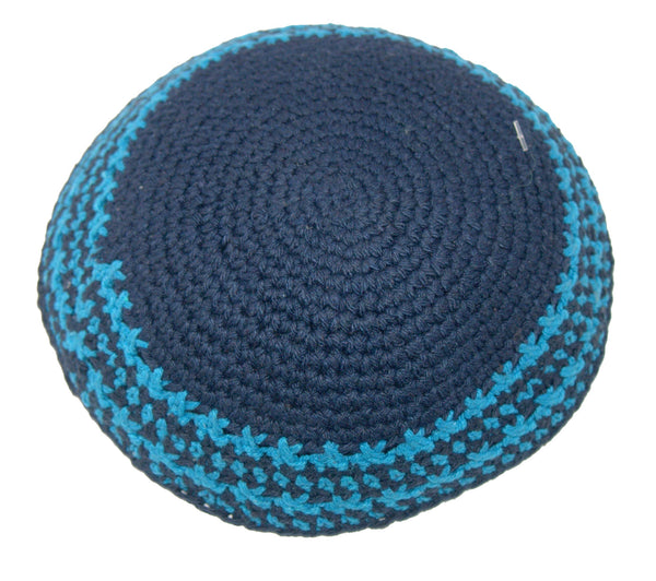 Knitted Kippah Blue Turquoise Yarmulke Yamaka Judaica Israel 17 cm